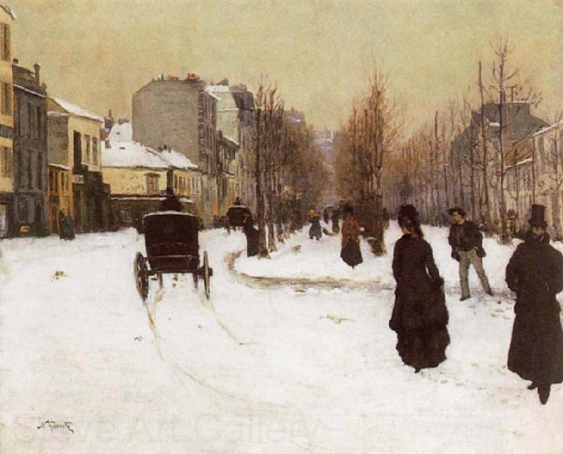 Norbert Goeneutte The Boulevard de Clichy Under Snow Norge oil painting art